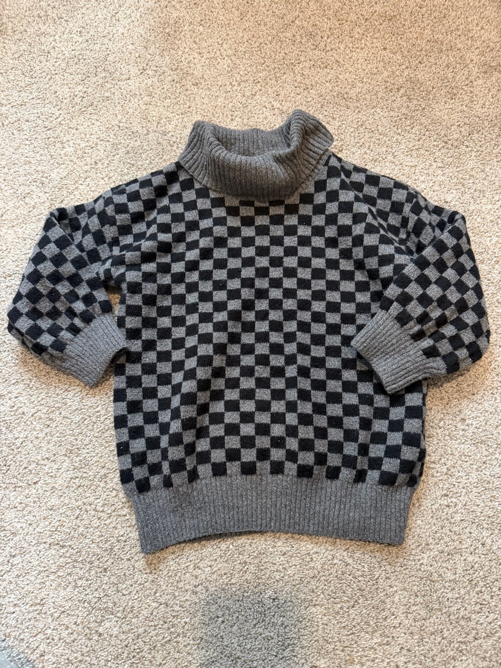 2T toddler tunic sweater dress. Trendy checkered toddler tunic dress.